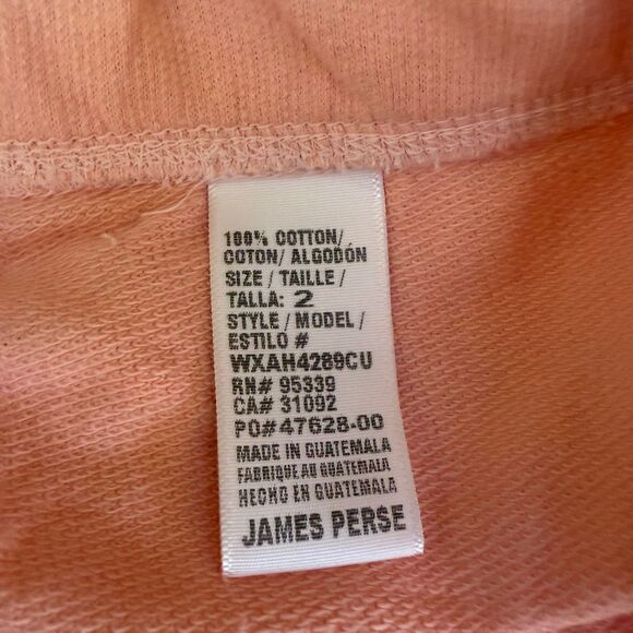 James Perse 100% cotton French terry shorts in Venus peach color size 2 or M NWT - Picture 5 of 6